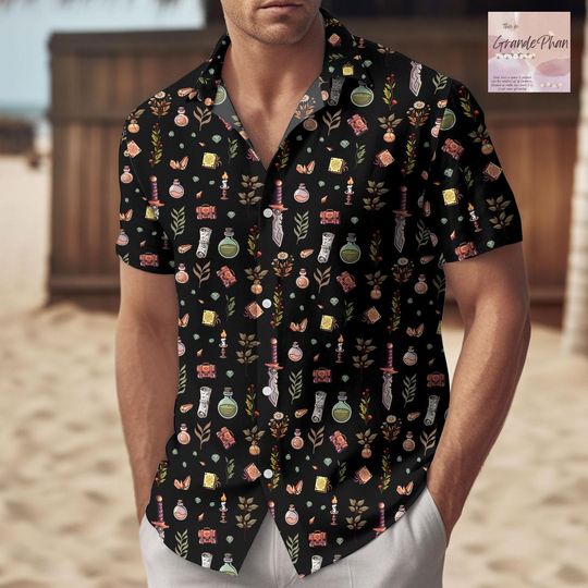Dungeons & Dragons Spellcaster Hawaiian Button-Up Shirt for Men