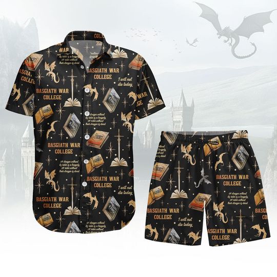 Dragon Wing Hawaiian Shirt, Basgiath War College Button Shirt, 4th Wing Men Shorts, Vacation Matching Outfit, Gift For Him