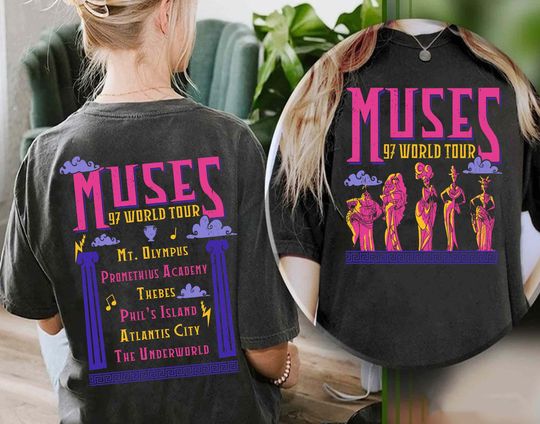 Two Sided Hercules Muses 97 World Tour T-Shirt, Retro Disney The Muses T-Shirt