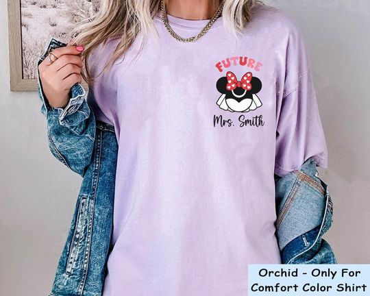 Custom Name Minnie Mouse Future Mrs In My Engaged Era Comfort Colors Sweatshirt, Bride shirt, Bachelorette Party, Bridal Shower Gift