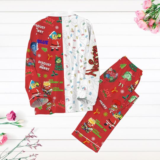 Christmas Disney Anxiety Pajamas Set, Inside Out Christmas
