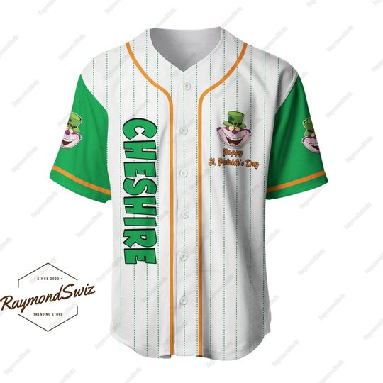 Cheshire Cat Jersey Shirt, Patrick's Day Baseball Jersey