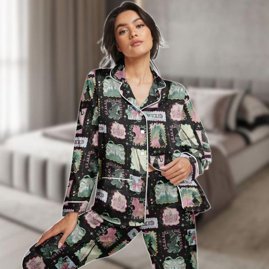 Wizard Long PJs Set, Witch Pajamas Set, Wizard Oz Long Pajama Set, Women Pajamas, Gift For Her