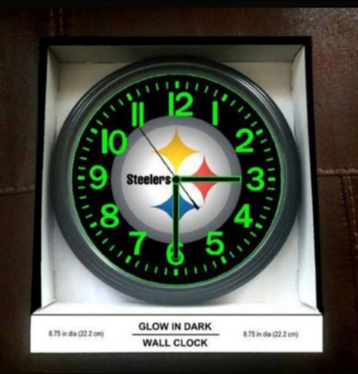 Pittsburgh Steeler football Football Glow In The Dark Wall Clock New!