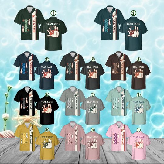 Custom Bowling Shirt, 1950s Vintage Style Hawaiian Shirt, Vintage Atomic Mid Century Shirt, Bowling League Uniform, Men Women Bowler Gift