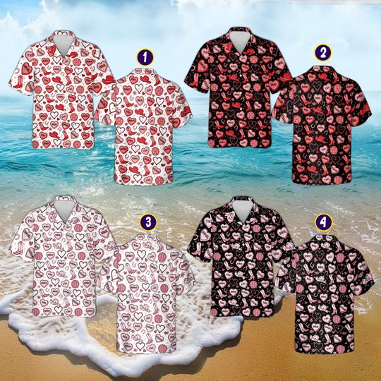 Vintage Cowgirl Valentine Hawaiian Shirt, Retro Western Pink Hearts Aloha Shirt, Howdy Yeehaw Valentine Day Gift for Women, Country Girl Top
