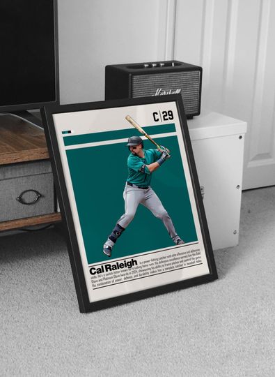 Cal Raleigh Poster for Sports Fan Wall Art for Baseball Fans Modern Sports Decor for Bedroom & Office Wall Art
