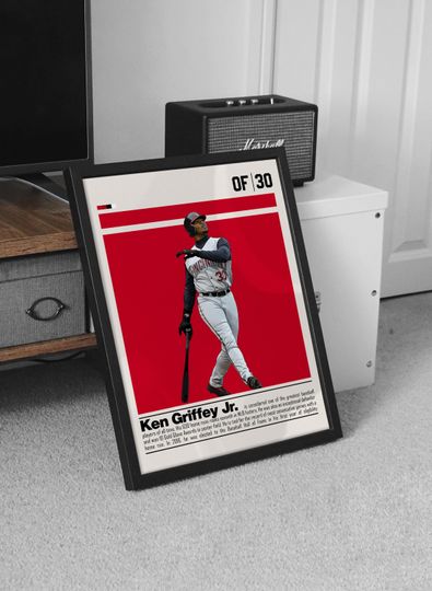Ken Griffey Jr. Poster for Sports Fan Wall Art for Baseball Fans Modern Sports Decor for Bedroom & Office Wall Art