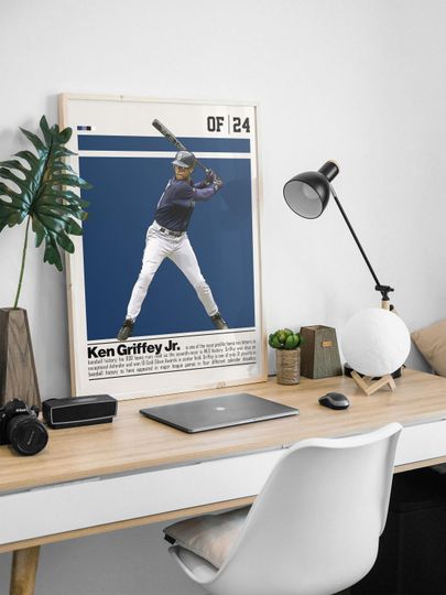 Ken Griffey Jr. Poster for Sports Fan Wall Art for Baseball Fans Modern Sports Decor for Bedroom & Office Wall Art