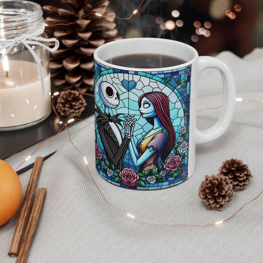 Nightmare Before Christmas Jack and Sally Halloween Coffee Mug