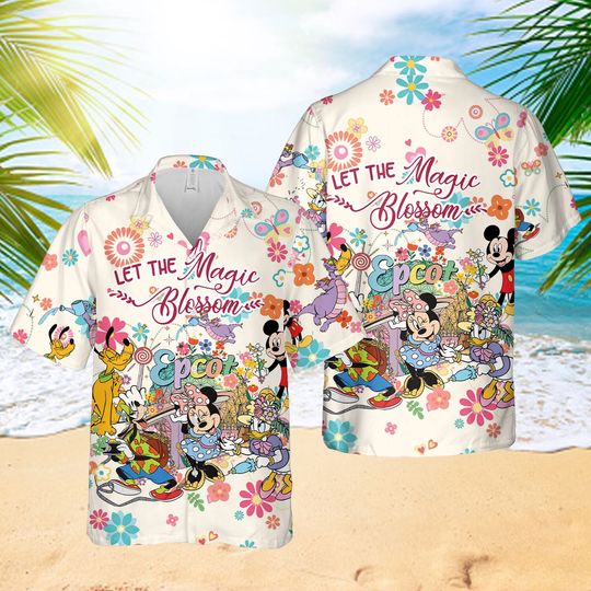 Disneyland Hawaiian Shirt, Let The Magic Blossom Disney Epcot Hawaiian Shirt