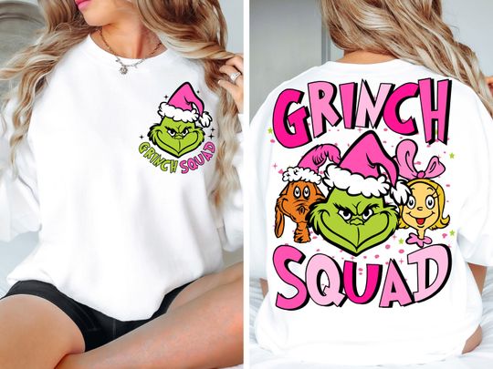 Retro Pink Grinc Squad Sweatshirt, Retro Christmas Sweatshirt