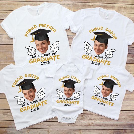 Personalized Class of 2025 Graduation Photo T-Shirt, Disney Senior 2025 Family Matching Shirt, Custom Photo Proud Family Graduation Shirts