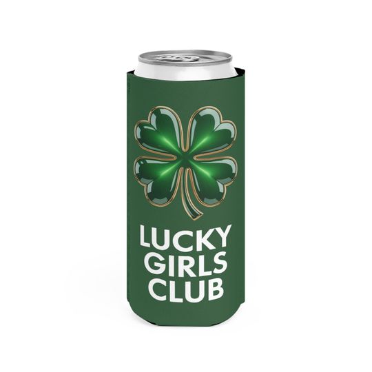 Lucky Girls Club Slim Can Cooler Four Leaf Clover St. Patrick's