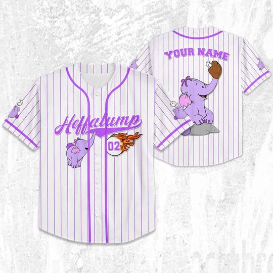 Personalize Heffalump  baseball Fire violet White Jersey, Disney Baseball Jersey