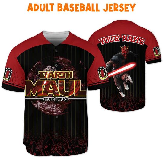 Custom Star Wars Darth Maul DarkRed Baseball Jersey, Star Wars Darth Baseball Jersey