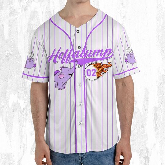 Personalize Heffalump  baseball Fire violet White Jersey, Disney Baseball Jersey
