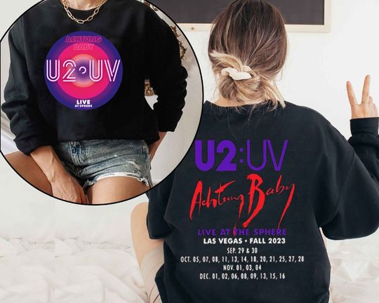 U2 Las Vegas 2 side shirt, U2 Ultraviolet Sphere 2024