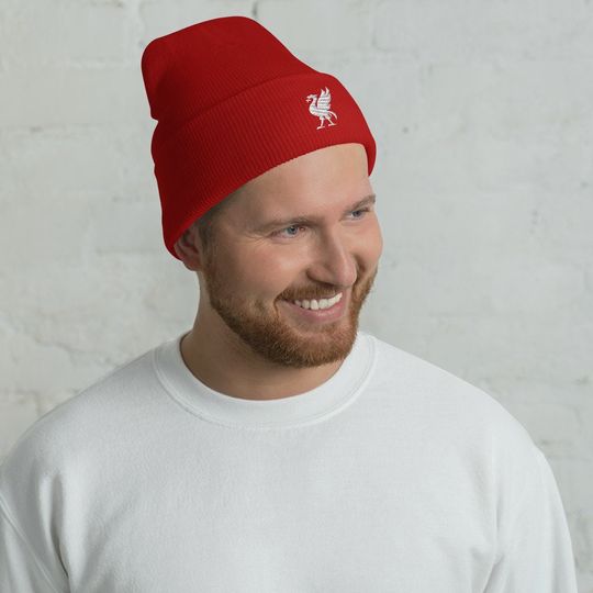 Red Bird Embroidered Cuffed Beanie Soccer Hat