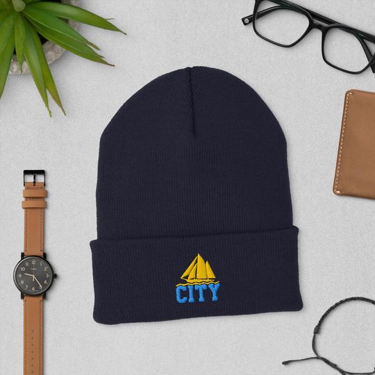 Manchester Minimalist Embroidered Cuffed Beanie Soccer Hat