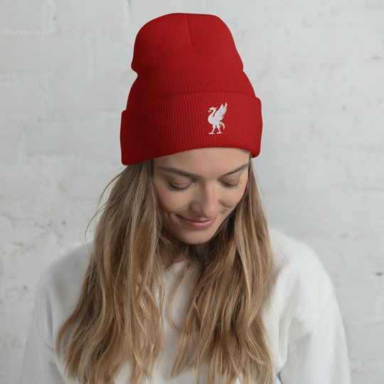Red Bird Embroidered Cuffed Beanie Soccer Hat