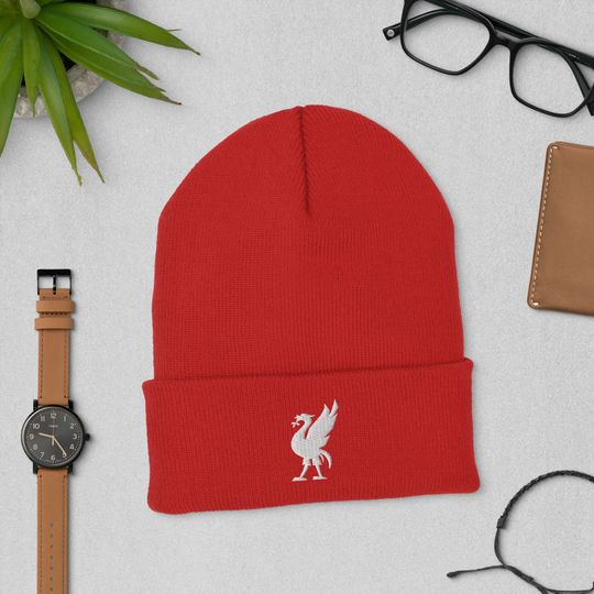 Red Bird Embroidered Cuffed Beanie Soccer Hat