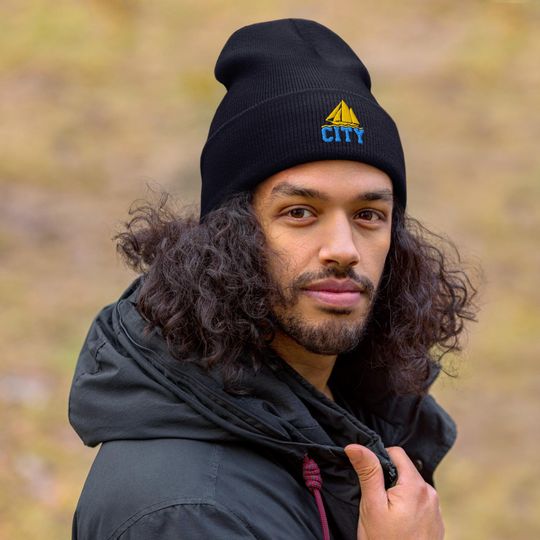 Manchester Minimalist Embroidered Cuffed Beanie Soccer Hat