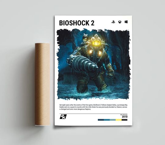 Bioshock 2 (2010) Minimalist Poster - Video Game Wall Art Print - Gaming Gift