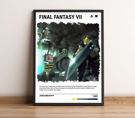 Final Fantasy VII (1997) Poster - Video Game Wall Art Print - Gaming Gift