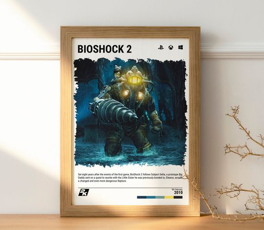 Bioshock 2 (2010) Minimalist Poster - Video Game Wall Art Print - Gaming Gift