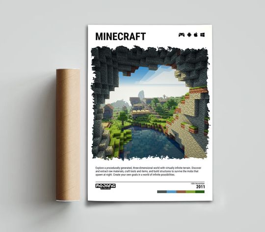 Minecraft (2011) Poster - Video Game Wall Art Print - Gaming Gift