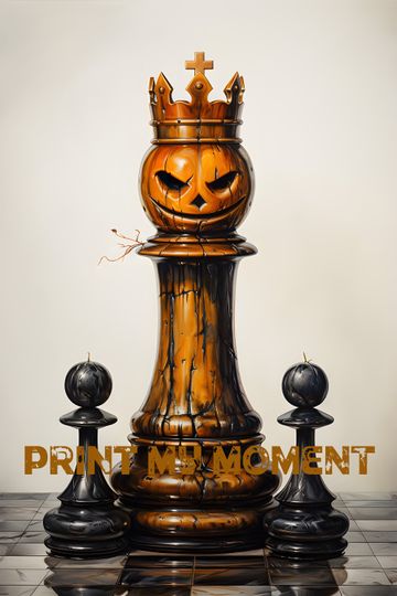 Pumpking king, Chess halloween poster, Watercolour Digital Art