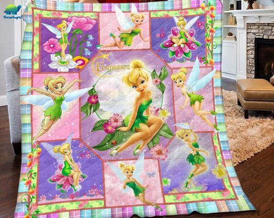 Personalized Tinkerbell Throw Blanket, Throw Camping Blankets for Children Sofa, Throw Thin Blanket Fashion Gift