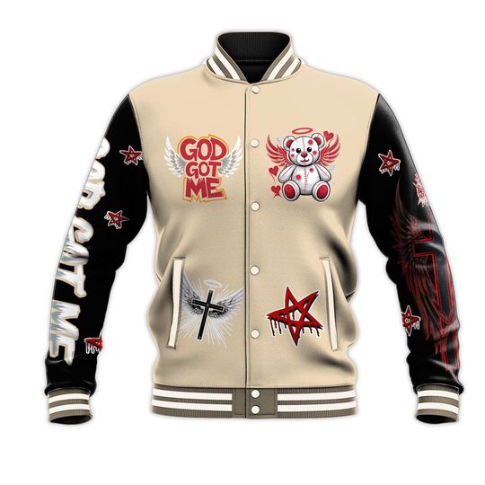 God Got Me Angle Bear Hiphop Baseball Varsity Jacket