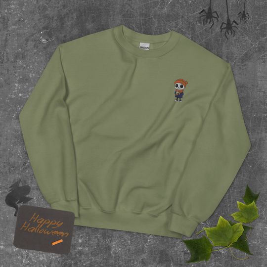 Cute Halloween Skeleton Pumpkin spice latte Embroidered Sweatshirt Spooky