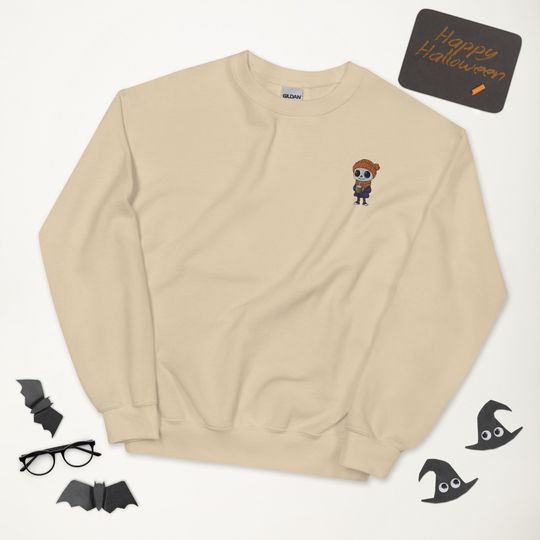 Cute Halloween Skeleton Pumpkin spice latte Embroidered Sweatshirt Spooky