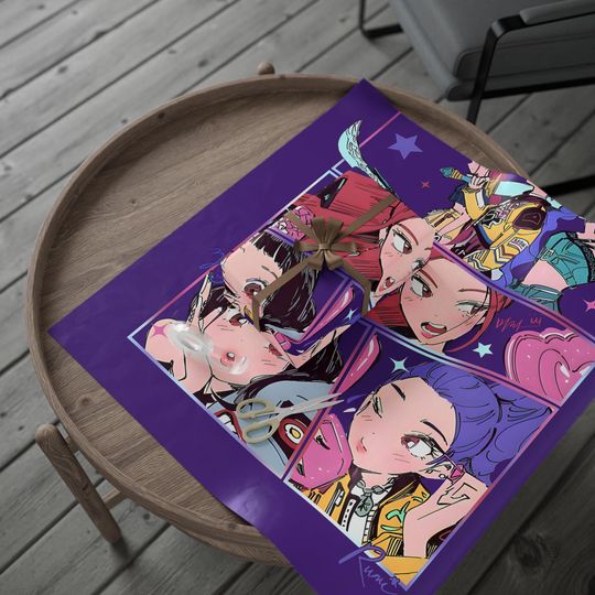 Huntrix Anime Wrapping Paper Kpop Demon Hunters Gift Wrap