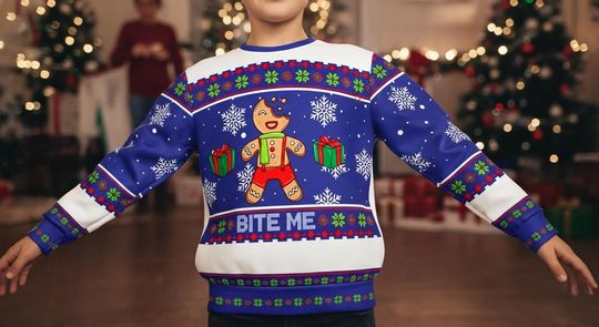 Bite me Gingerbread Ugly Christmas Sweater