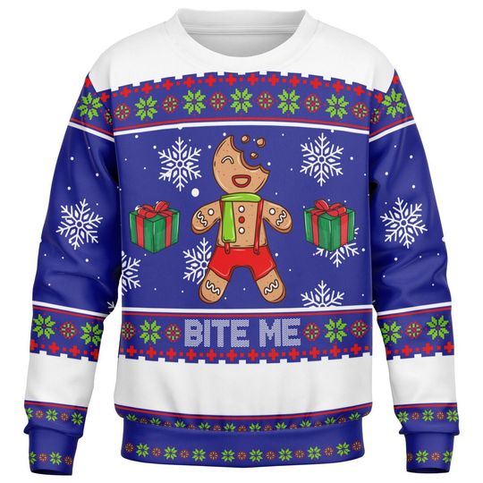 Bite me Gingerbread Ugly Christmas Sweater
