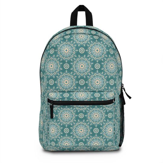 Blue And Beige Mandala Backpack, Back To School Backpack, EDC, School Bags, Laptop Backpack, Lightweight Backpack, Waterproof Backpack