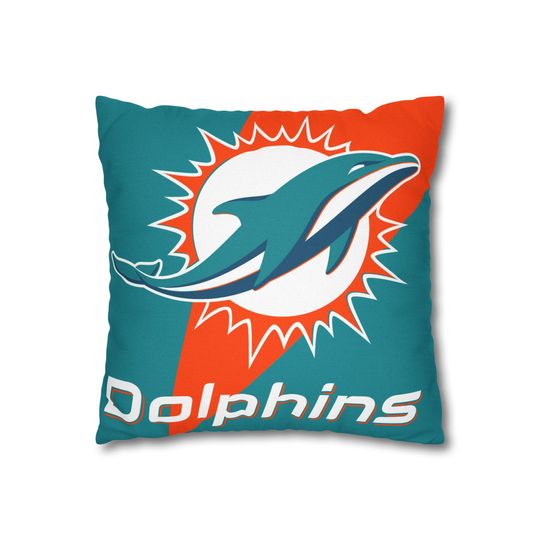 Miami Dolphins Throw Pillow, American Football Pillow, Game Day Gift