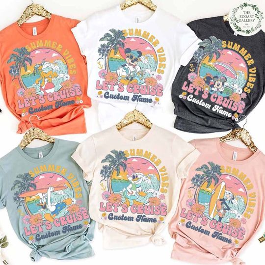 Personalized Mickey and Friends Summer Vibes Disney Cruise Shirt