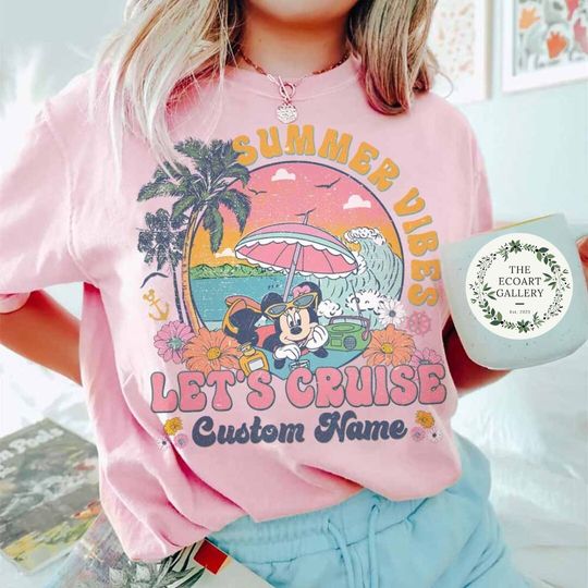 Personalized Mickey and Friends Summer Vibes Disney Cruise Shirt