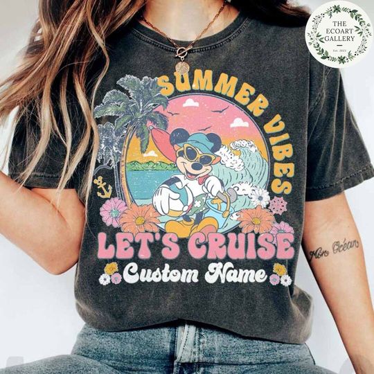 Personalized Mickey and Friends Summer Vibes Disney Cruise Shirt