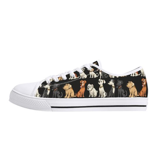Cartoon Dog Print Canvas Sneakers - Dog Lover Low Tops