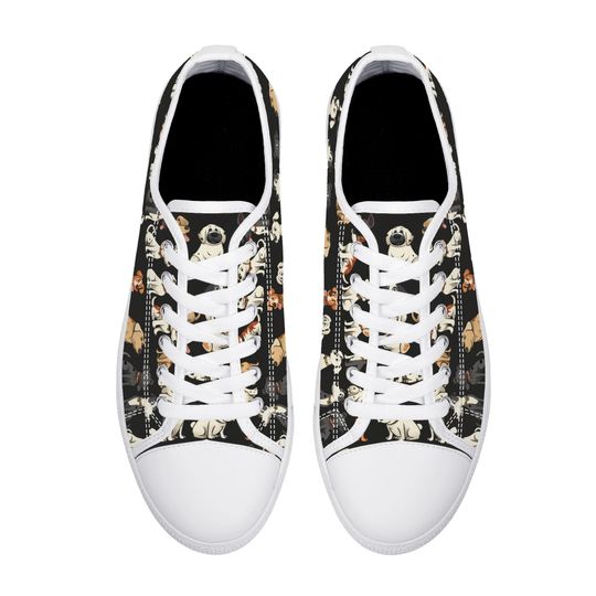 Cartoon Dog Print Canvas Sneakers - Dog Lover Low Tops