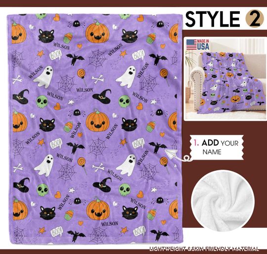 Personalized Halloween Ghost Blanket: Spooky Custom Name Tapestry