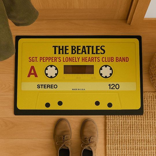 Retro Beatles Cassette Tape Doormat: Music Lover Gift, Nostalgic Decor