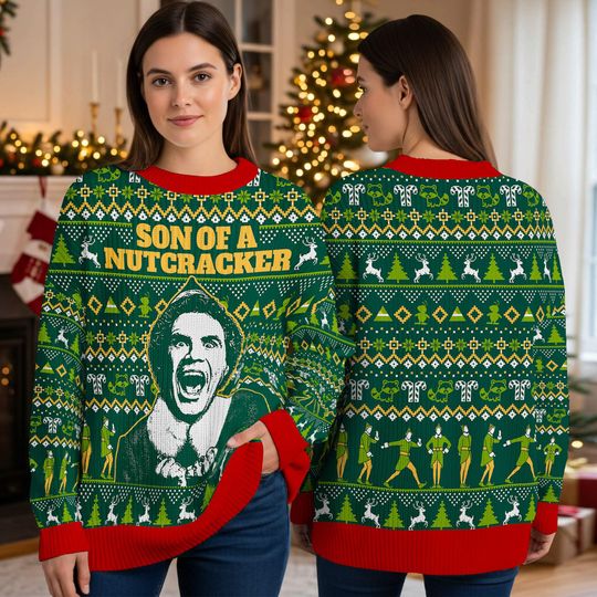 Buddy the Elf Nutcracker Ugly Christmas Sweater, Funny Elf Movie Holiday Pullover