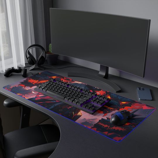 Dragon Anime girl LED Gaming Mousepad: Customizable RGB Lighting, Smooth Surface, Anti-Slip Base, high quality print, Elevate Your Gameplay!